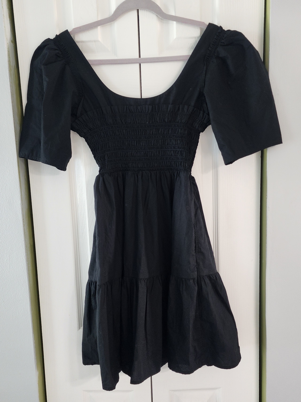 GAP Black Elastic Waist Casual Dress 100% Cotton Size S - Picture 2 of 7